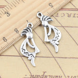 20 piezas dijes Kokopelli nativo 31x13mm colgantes de Color plata antigua para hacer joyería tibetana hecha a mano DIY