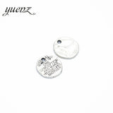 15pcs Antique silver color Metal Alloy Round Alphabet English Message Charms Pendants Diy Jewelry Accessories 15*15mm S208