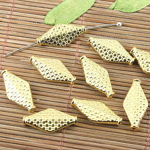 10pcs gold-tone rhombus spacer beads h0380