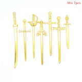 3 Color Mixed Alloy Antique Knight Sword Charms for Jewelry Making DIY Handmade Weapons Pendant