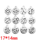 12pcs(1set) Wholesale 3 Color Zodiac Charms Alloy Metal Constellation Pendants For DIY Handmade Jewelry Accessories Making