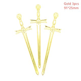 3 Color Mixed Alloy Antique Knight Sword Charms for Jewelry Making DIY Handmade Weapons Pendant