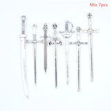 3 Color Mixed Alloy Antique Knight Sword Charms for Jewelry Making DIY Handmade Weapons Pendant