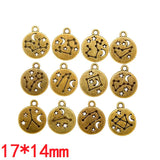 12pcs(1set) Wholesale 3 Color Zodiac Charms Alloy Metal Constellation Pendants For DIY Handmade Jewelry Accessories Making