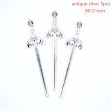 3 Color Mixed Alloy Antique Knight Sword Charms for Jewelry Making DIY Handmade Weapons Pendant