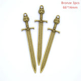 3 Color Mixed Alloy Antique Knight Sword Charms for Jewelry Making DIY Handmade Weapons Pendant