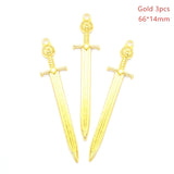 3 Color Mixed Alloy Antique Knight Sword Charms for Jewelry Making DIY Handmade Weapons Pendant