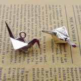 6Pcs 16*28mm Zinc Alloy Lucky Paper Crane Charms Peace Symbol Necklace Keychain Pendant Accessory Charms For Jewelry Making Gift