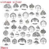 36pcs/lot Mix Tree of Life Metal Zinc Alloy Charms Fit Jewelry Pendant For DIY Necklace Bracelet Jewelry Making Findings