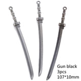 6 Color Mixed Alloy Antique Knight Sword Charms for Jewelry Making DIY Handmade Weapons Pendant 107*10mm