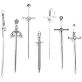 7style 7pcs 6 Color Samurai Knife Charms Alloy Metal Katana Pendants For DIY Handmade Jewelry