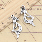 20 piezas dijes Kokopelli nativo 31x13mm colgantes de Color plata antigua para hacer joyería tibetana hecha a mano DIY