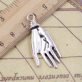 10 Uds. Colgantes de palma de mano, 41x17mm, colgantes de Color plata tibetana, fabricación de joyería antigua, artesanía hecha a mano DIY