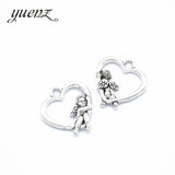 15 pcs Antique Silver color Heart Charms Metal Angel Charm Pendant Necklace Jewelry Hand made  20*18mm A77