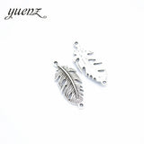 10pcs Bronze Tibetan Silver Antique Feather Charms Pendants For Bracelet Jewelry Making DIY Handmade 34*14mm D312