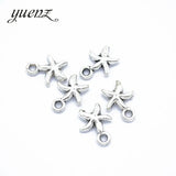 40 pcs Starfish Charm for Necklace Bracelet Jewelry Making Trendy Antique Silver color Charms Metal Pendants 13*10mm D7105