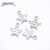 15pcs Tibetan Silver Plated Pendants Antique Bronze Letter love you Star Charms Jewelry Making Handmade Craft 16*13mm L328