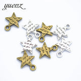 15pcs Tibetan Silver Plated Pendants Antique Bronze Letter love you Star Charms Jewelry Making Handmade Craft 16*13mm L328