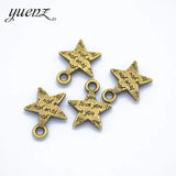 15pcs Tibetan Silver Plated Pendants Antique Bronze Letter love you Star Charms Jewelry Making Handmade Craft 16*13mm L328
