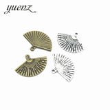 15pcs Metal Charms Antique Silver color Chinese Fan Charms Pendant For Jewelry Findings DIY Crafts 25*17mm J115