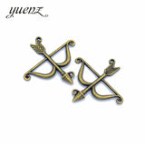 10pcs Charms Bow and arrow 47*46mm Antique Silver Plated Pendants Making DIY Handmade Tibetan Silver Jewelry M19