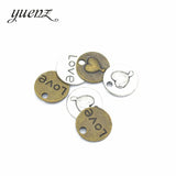15pcs Metal Letter LOVE Hearts Charms Antique Round Pendants for Necklace Jewelry Making Jewelry Findings 15*15mm A44