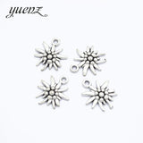 30 pcs Antique Silver color Flower Metal Pendants For Jewelry Making 16*14mm Q1103