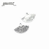 15pcs Metal Charms Antique Silver color Chinese Fan Charms Pendant For Jewelry Findings DIY Crafts 25*17mm J115