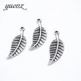 20 pcs Antique Silver color Tree leaf Charms Pendant Bracelets Necklace Jewelry Making Findings Accessories 31*11mm Q372