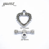 10 set  Antique Silver Heart-shaped OT Toggle Clasp Metal Fastener Bracelet For Jewelry Making DIY Accessories  V203