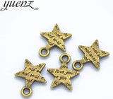 15pcs Tibetan Silver Plated Pendants Antique Bronze Letter love you Star Charms Jewelry Making Handmade Craft 16*13mm L328