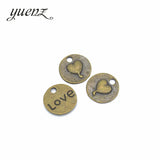 15pcs Metal Letter LOVE Hearts Charms Antique Round Pendants for Necklace Jewelry Making Jewelry Findings 15*15mm A44