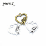 15 pcs Antique Silver color Heart Charms Metal Angel Charm Pendant Necklace Jewelry Hand made  20*18mm A77