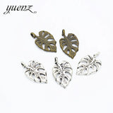 30 pcs Tree leaf Charms Antique Silver color Metal Pendant For Bracelets Necklace Jewelry Making 21*13mm Q363