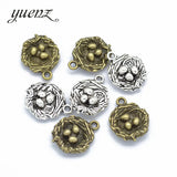 10 pcs Antique Silver color Bird nest Charm Pendant Bracelets Necklace Jewelry Findings Accessories Making 19*15mm D613