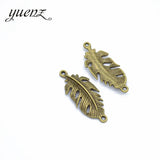 10pcs Bronze Tibetan Silver Antique Feather Charms Pendants For Bracelet Jewelry Making DIY Handmade 34*14mm D312