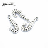 YuenZ 10 pcs Charm for Necklace Bracelet Jewelry Making Trendy Antique Silver color Shrimp Charms Metal Pendants 27*13mm D7104
