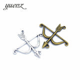 10pcs Charms Bow and arrow 47*46mm Antique Silver Plated Pendants Making DIY Handmade Tibetan Silver Jewelry M19