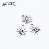 30 pcs Antique Silver color Flower Metal Pendants For Jewelry Making 16*14mm Q1103