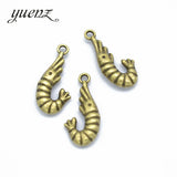 YuenZ 10 pcs Charm for Necklace Bracelet Jewelry Making Trendy Antique Silver color Shrimp Charms Metal Pendants 27*13mm D7104