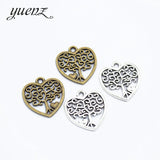 20 pcs Antique silver color Heart Life tree Charms Metal Pendant Diy Charms Jewelry Making 18*17mm A67
