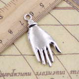10 Uds. Colgantes de palma de mano, 41x17mm, colgantes de Color plata tibetana, fabricación de joyería antigua, artesanía hecha a mano DIY