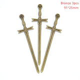 3 Color Mixed Alloy Antique Knight Sword Charms for Jewelry Making DIY Handmade Weapons Pendant