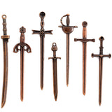 7style 7pcs 6 Color Samurai Knife Charms Alloy Metal Katana Pendants For DIY Handmade Jewelry