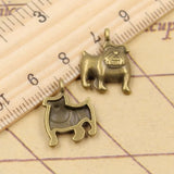 Dijes de 20 piezas para fabricación de joyas, colgantes de Color plateado tibetano, fabricación de joyas antiguas, artesanía hecha a mano DIY, Bulldog, perro Pug encantador, 17x13mm