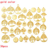 36pcs/lot Mix Tree of Life Metal Zinc Alloy Charms Fit Jewelry Pendant For DIY Necklace Bracelet Jewelry Making Findings