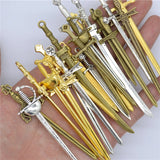 3 Color Mixed Alloy Antique Knight Sword Charms for Jewelry Making DIY Handmade Weapons Pendant