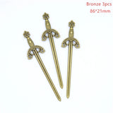 3 Color Mixed Alloy Antique Knight Sword Charms for Jewelry Making DIY Handmade Weapons Pendant
