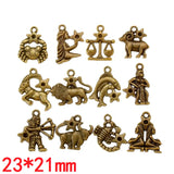 12pcs(1set) Wholesale 3 Color Zodiac Charms Alloy Metal Constellation Pendants For DIY Handmade Jewelry Accessories Making