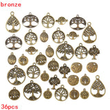 36pcs/lot Mix Tree of Life Metal Zinc Alloy Charms Fit Jewelry Pendant For DIY Necklace Bracelet Jewelry Making Findings